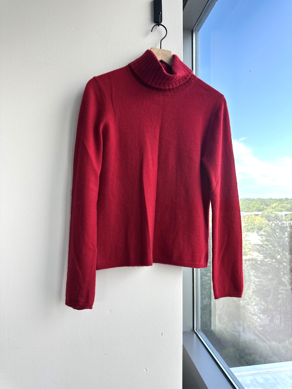 Forte Cashmere Sweater Womens Red 100% Cashmere Turtleneck Pullover Sz L